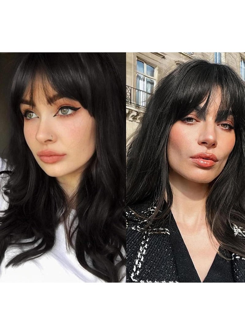 Clip in Fringe Extension,Front Bangs Extensions Clip,Clip in Fringe Hair Clip,Fake Hair Fringe Bangs Clip In Hair,Synthetic Hair One Piece Clip in Air Fringe Bangs (Natural Black) - Image 5