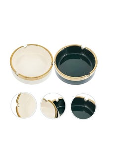 Generic Elegant Ceramic Cigarette Ashtray Decorative round Cigar Ash Jewelry Box Tray Decorative Desktop Ornament Decor Ash Tray Tabletop, Desktop, Home and Office Bar Indoor and Outdoor (white)  - Image 5