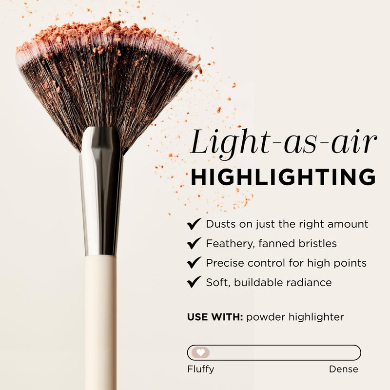 HALEYS Fan Makeup Brush â€“ Soft Vegan Fluffy Face Brush for Applying Highlighter, Bronzer & Finishing Powder, Precise, Luminous Blending Tool, Cruelty-Free - Image 2