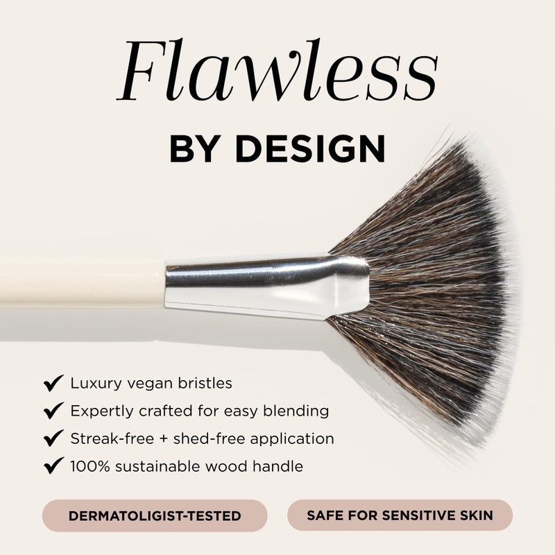 HALEYS Fan Makeup Brush â€“ Soft Vegan Fluffy Face Brush for Applying Highlighter, Bronzer & Finishing Powder, Precise, Luminous Blending Tool, Cruelty-Free - Image 4