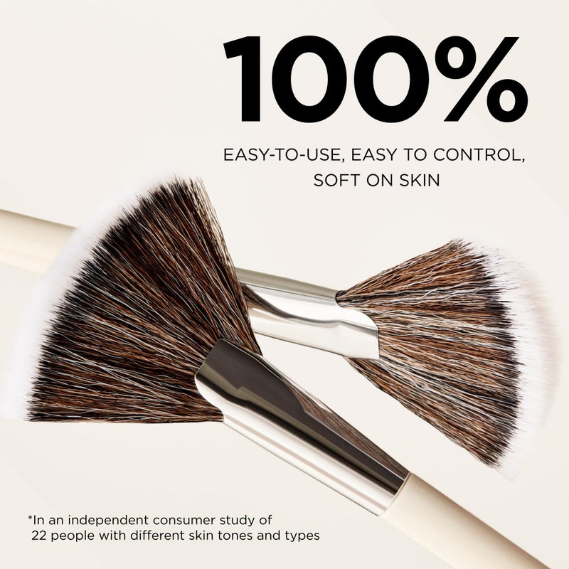 HALEYS Fan Makeup Brush â€“ Soft Vegan Fluffy Face Brush for Applying Highlighter, Bronzer & Finishing Powder, Precise, Luminous Blending Tool, Cruelty-Free - Image 3