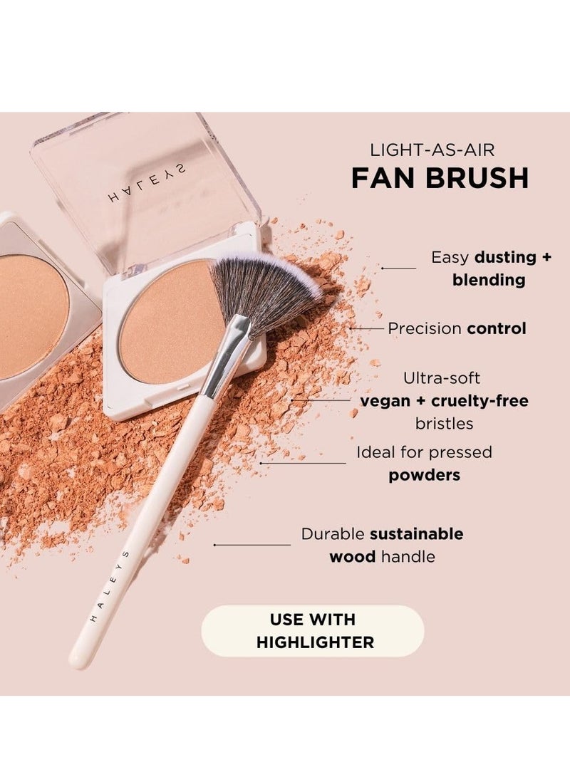 HALEYS HALEYS Fan Brush VEGAN+CRUELTY-FREE, Sustainable Wood, Vegan Bristles for Airbrushed Finish, For highlighter application, Streak-free, Perfect Blending, Blurs, Smooths with Control - Image 3