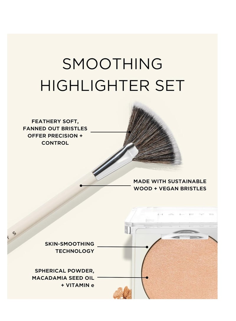 HALEYS HALEYS Fan Brush VEGAN+CRUELTY-FREE, Sustainable Wood, Vegan Bristles for Airbrushed Finish, For highlighter application, Streak-free, Perfect Blending, Blurs, Smooths with Control - Image 5