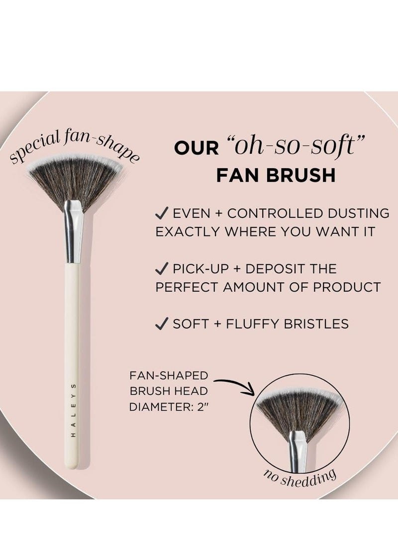 HALEYS HALEYS Fan Brush VEGAN+CRUELTY-FREE, Sustainable Wood, Vegan Bristles for Airbrushed Finish, For highlighter application, Streak-free, Perfect Blending, Blurs, Smooths with Control - Image 4