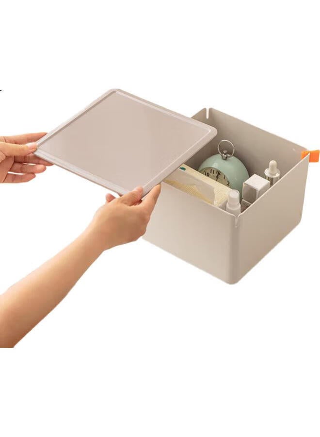 Deli Xdomo Series Storage Box With Lid, Office And Makeup Organizer With Silicone Clasp, Pink Tall Square Xdm13 - Image 2