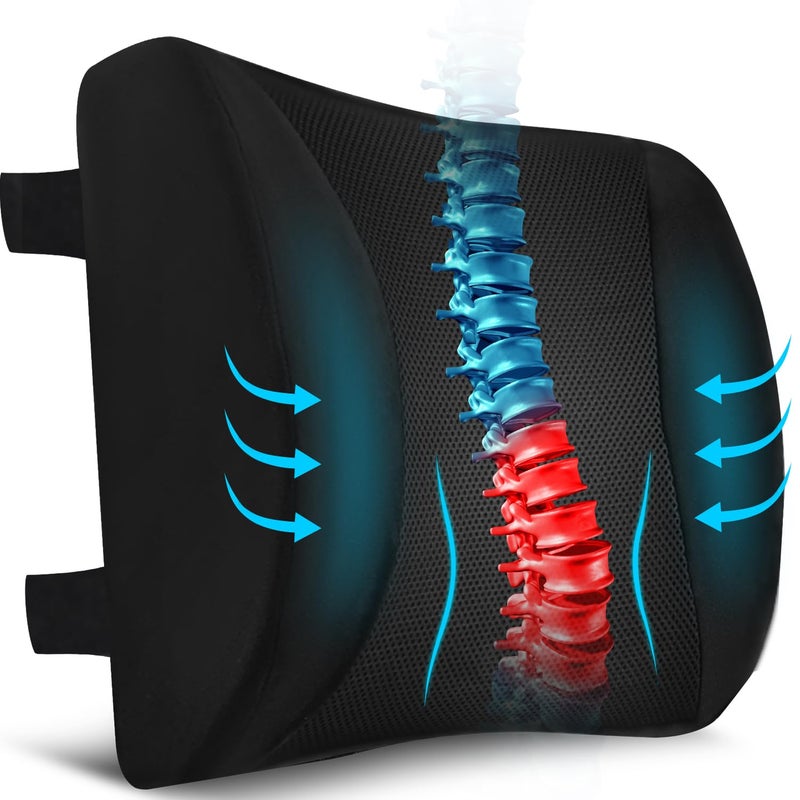 Niceeday Lumbar Support Pillow for Office Chair Car, Gaming Chair Lower Back Pain Relief Memory Foam Cushion with 3D Mesh Cover Ergonomic Orthopedic Back Rest Lower Back Support - Image 1