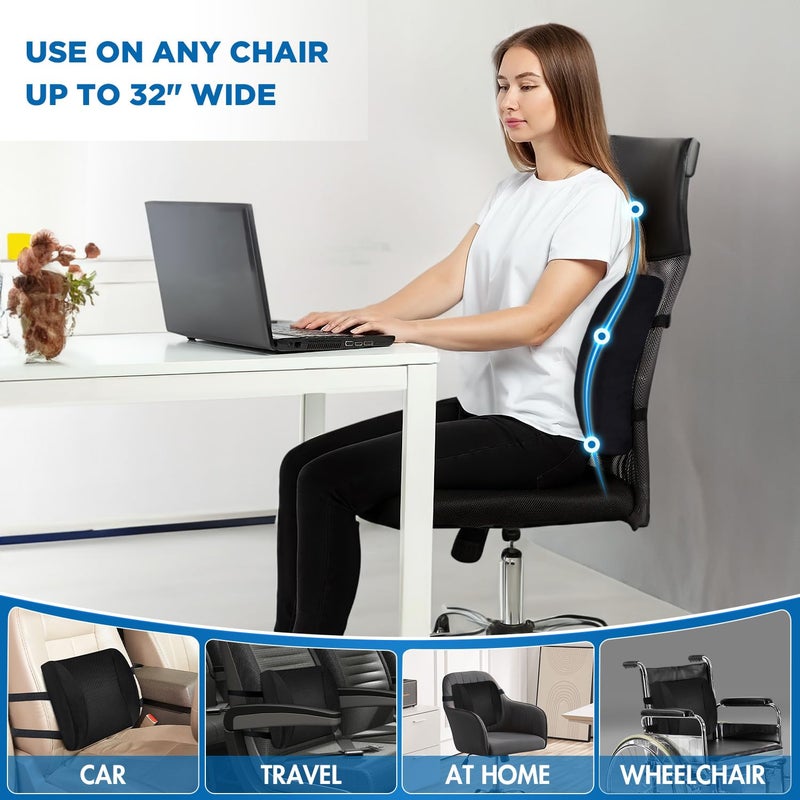 Niceeday Lumbar Support Pillow for Office Chair Car, Gaming Chair Lower Back Pain Relief Memory Foam Cushion with 3D Mesh Cover Ergonomic Orthopedic Back Rest Lower Back Support - Image 2