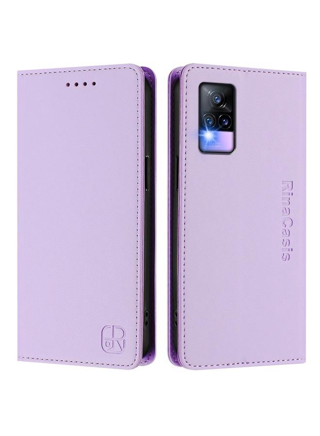 erorex Case For vivo V20 / V21e 4G / Y73 2021 RC01 Dual-Folded Magnetic Suction RFID Leather Phone Case - Image 2
