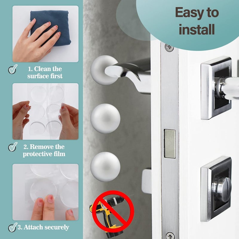 UrbanBite Silicone Wall Protector for Door Handle and Furniture Accessories Self Adhesive Bumper Guard Stopper Pads for Wall Cabinet Drawer Mute Buffer Anti Sound Dampener (Pack of 6) - Transparent - Image 3