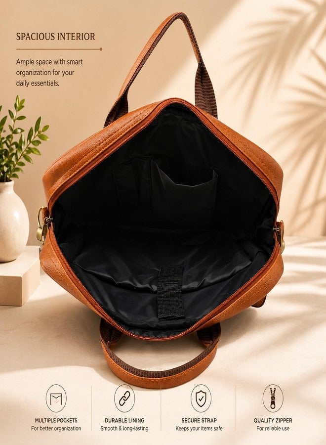 SAMTROH Laptop Messenger Bag, PU Leather, Expandable, Multiple Organisers, Formal/Casual Office Use, Fits Laptops up to 15.6 Inches (Tan) - Image 3