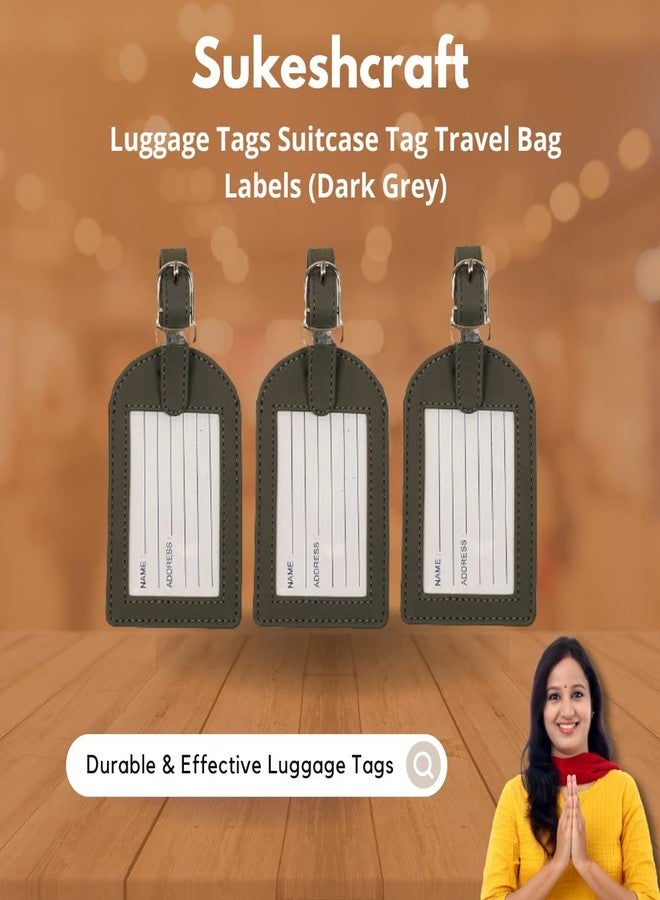 Sukeshcraft Luggage Tags Suitcase Tag Travel Bag Labels (Dark Grey) - Image 4