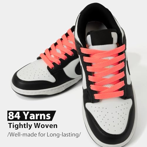 Puzeam 2 Pair Upgrade Tight Weave Flat Shoe Laces for Sneakers 28 Colors 5/16" Wide Replacement Shoelaces for Adults and Kids (Peach Pink, 120 cm) - Image 2