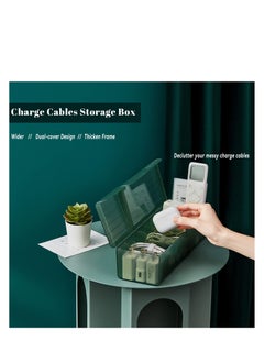 Generic Clear USB Cable Cord Organizer Box, Data Cable Organizer Box, Small Sized Plastic Storage Boxes With Deviders, Charging Cord Hider Box, Sticky Notes and 1.5M Reusable Hoop&Loop Tape  - Image 2