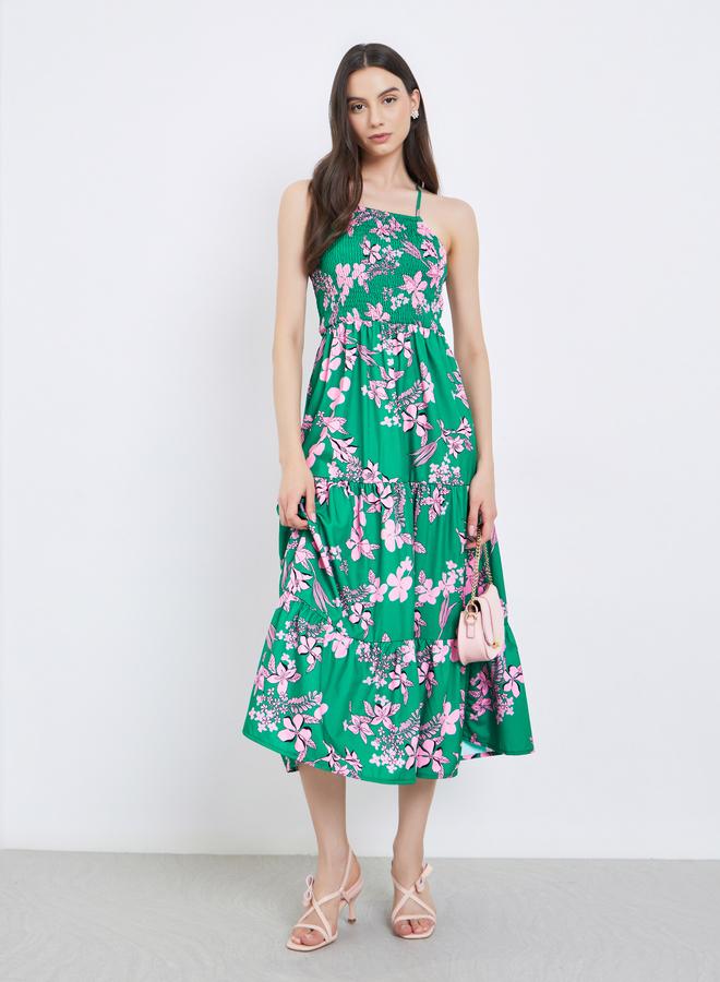 تايك تو فستان ميدي بحمالات وطبعة زهور - Image 2