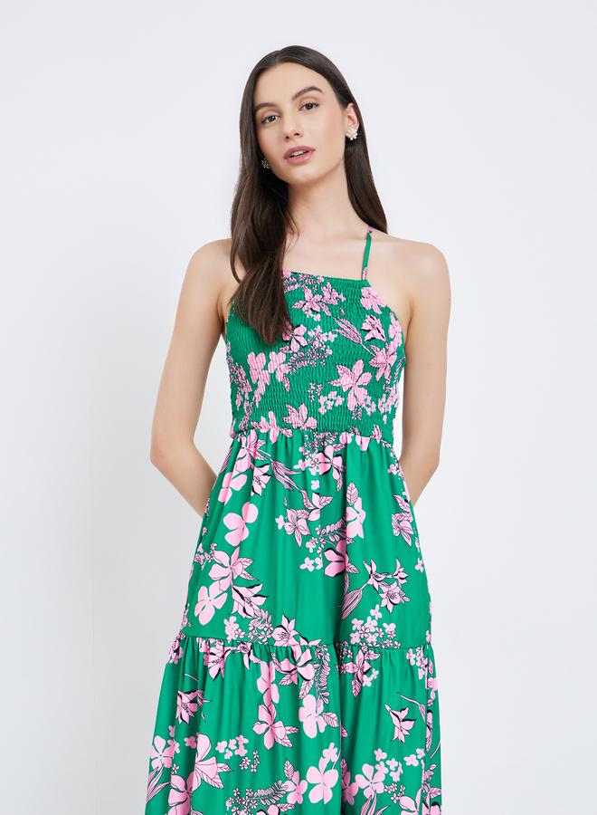 تايك تو فستان ميدي بحمالات وطبعة زهور - Image 4