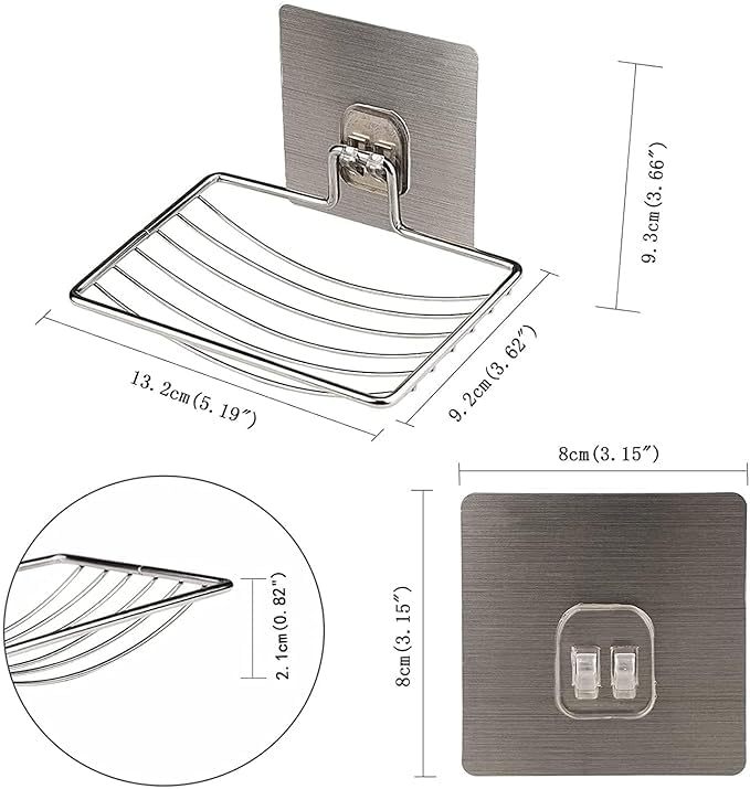 Pathavi Wall Mounted Stainless Steel Bathroom Soap Rack | Strong Self-Adhesive Shower Organizer for Soap & Toiletries | Rustproof Storage Rack for Kitchen, Washroom & Toilet, No Drilling Needed - Image 2