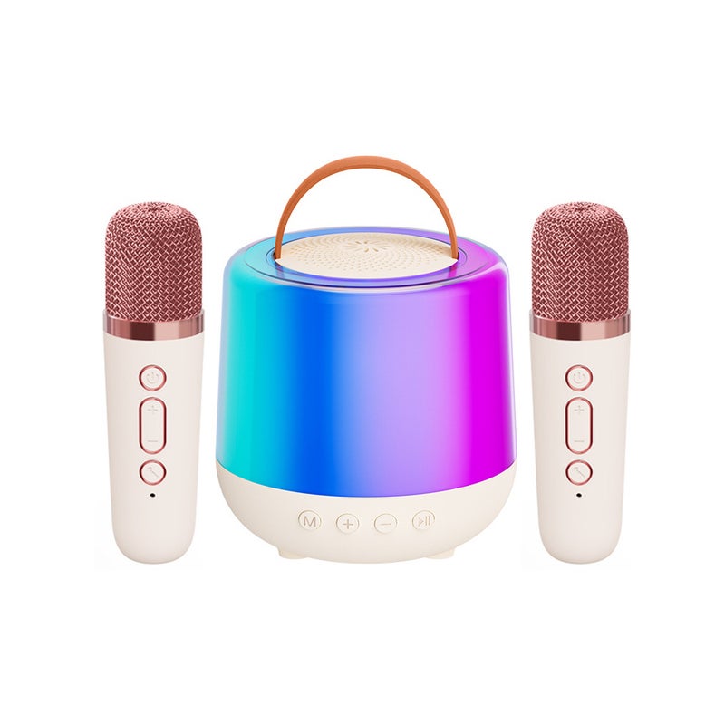 Karaoke Machine Mini Wireless Microphone and Speaker Set with 2 Microphone Home KTV Set LED Color Light Handheld Mic Portable Karaoke Speaker Gifts for Birthday Party Desktop Outdoor - Image 1