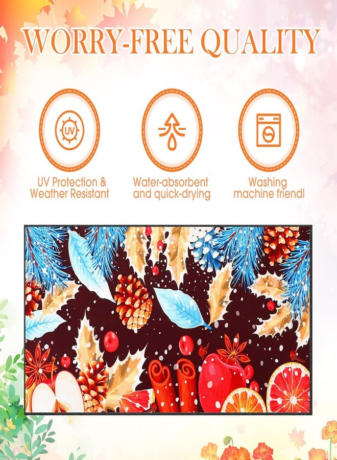 Tinideya 4 Pcs Seasonal Interchangeable Entrance Doormats Holiday Welcome Mat Spring Summer Fall Winter Interchangeable Entrance Doormat Front Door Mat Festival Home Decor 22 x 10 Inches - Image 4