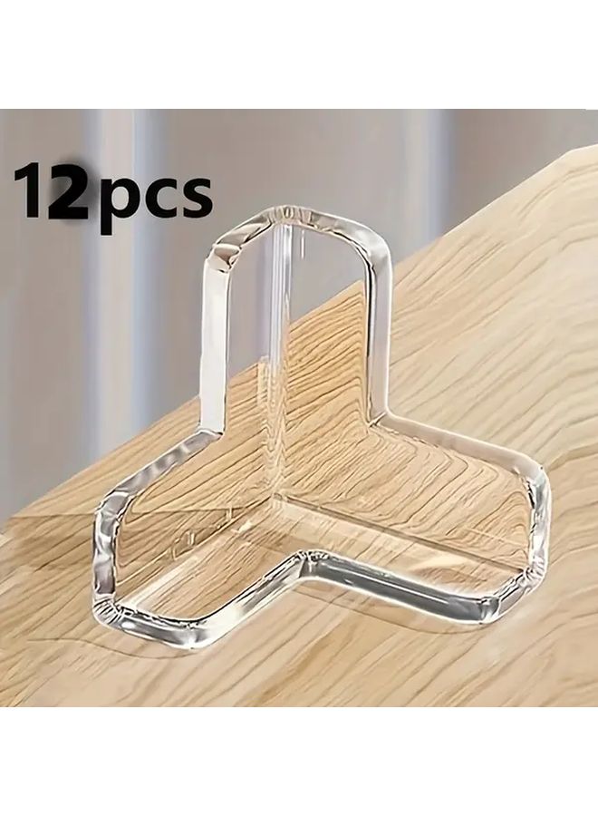 12Pcs T Shaped Table Edge Protectors Heavy Duty Transparent Silicone Anti Collision Corner - Image 1