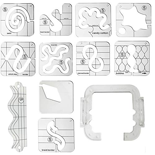 YICBOR Free Motion Quilting Template Set with Quilting Frame for Domestic Sewing Machine #FMQ Grip 5 - Image 5