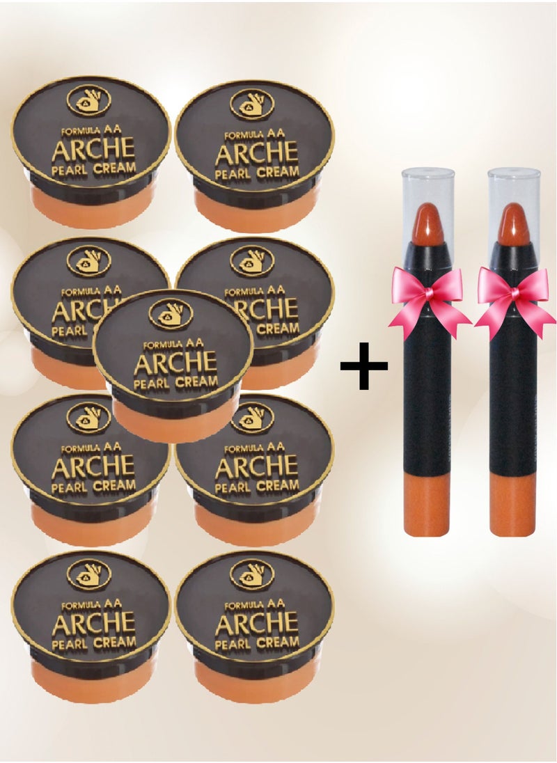 Arche 9 Pieces Skin Lightening Cream 5 Grams 3 In 1 With Multiple Properties Including Covering Black Spots On The Face Sun Protection Softening The Skin Cream Before Makeup And 2 Pieces Lipstick 