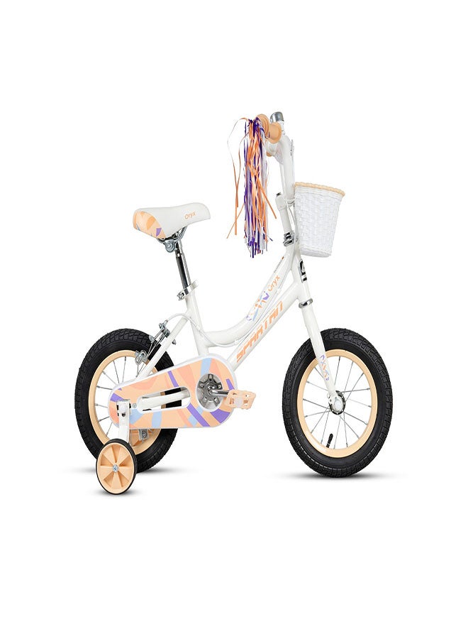 Spartan Orxy Kids Bike | 12 Inch Wheel Size With Training Wheels | Single Speed | Light Peach Color - Image 1
