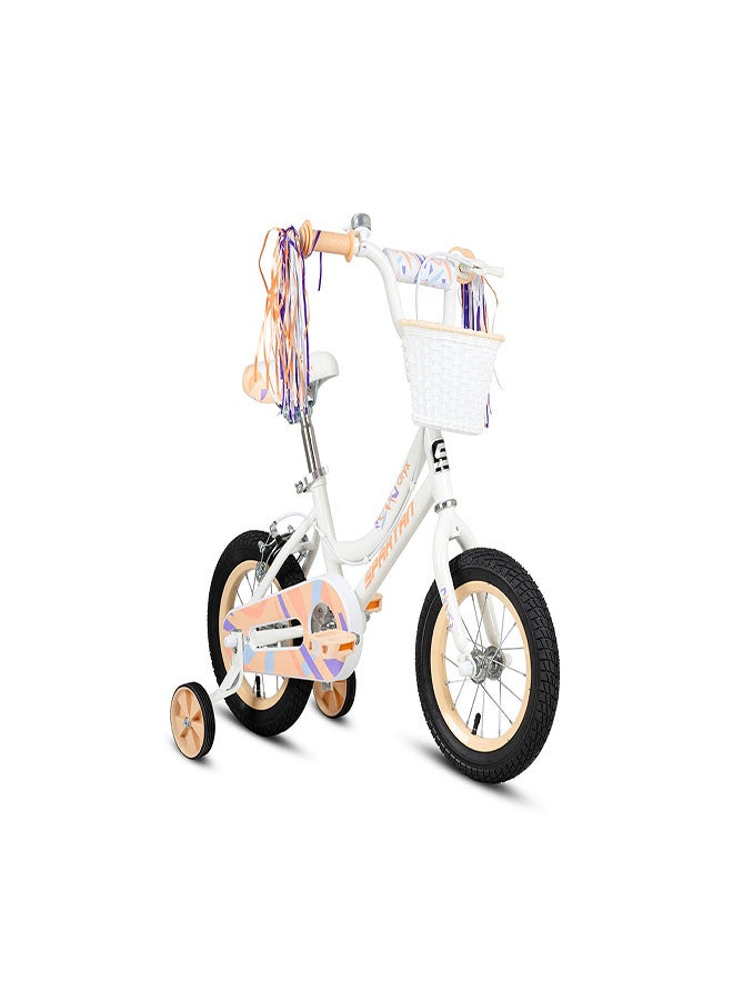 Spartan Orxy Kids Bike | 12 Inch Wheel Size With Training Wheels | Single Speed | Light Peach Color - Image 2