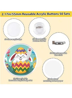 Button Badge, 50Pcs Clear Button Pin Badges Kit, Button Maker DIY Button Pins Acrylic Button Pin Badge Clear Pin Back Buttons, for DIY Crafts and Children's Paper Craft Activities and More (2.27 Inch)