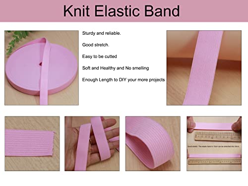 JESEP Pink Knit Elastic Band for Sewing 20mm 4/5 inch 40 Yards Flat High Elasticity Straps- Wide Stretchy Knit Elastic Bands for Pants-Waistband-Wigs-Bedspread-DIY Sewing Crafts - Image 5