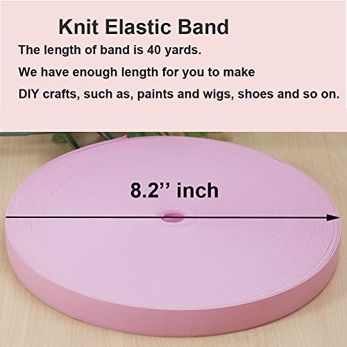 JESEP Pink Knit Elastic Band for Sewing 20mm 4/5 inch 40 Yards Flat High Elasticity Straps- Wide Stretchy Knit Elastic Bands for Pants-Waistband-Wigs-Bedspread-DIY Sewing Crafts - Image 3