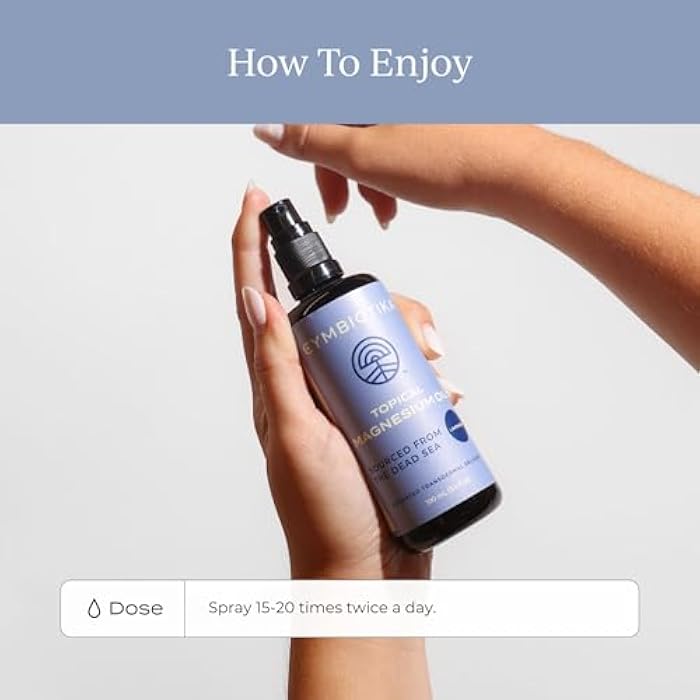 CYMBIOTIKA Topical Magnesium Oil Spray for Body, USA Made, Supplement for Leg Cramps, Muscle, Joint Health & Sleep Support, Includes Magnesium Chloride, Lavender Extract, Aloe Vera - Skin Applicator - Image 5
