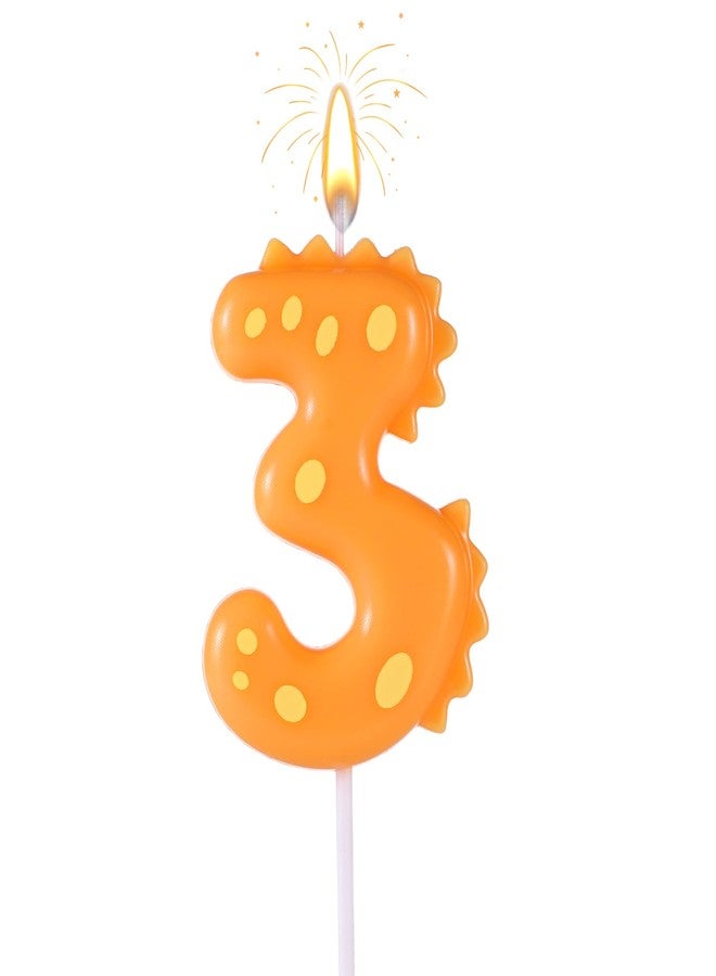 lasuroa Birthday Number Candles, 5.51 Inch Cute Dinosaur Number Candle Happy Birthday Cake Toppers Decorations for Boys Girls Kids Adults Dino Theme Party Anniversary Celebration Supplies (Number 3) - Image 1