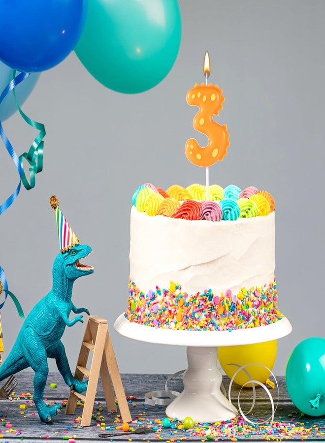 lasuroa Birthday Number Candles, 5.51 Inch Cute Dinosaur Number Candle Happy Birthday Cake Toppers Decorations for Boys Girls Kids Adults Dino Theme Party Anniversary Celebration Supplies (Number 3) - Image 5
