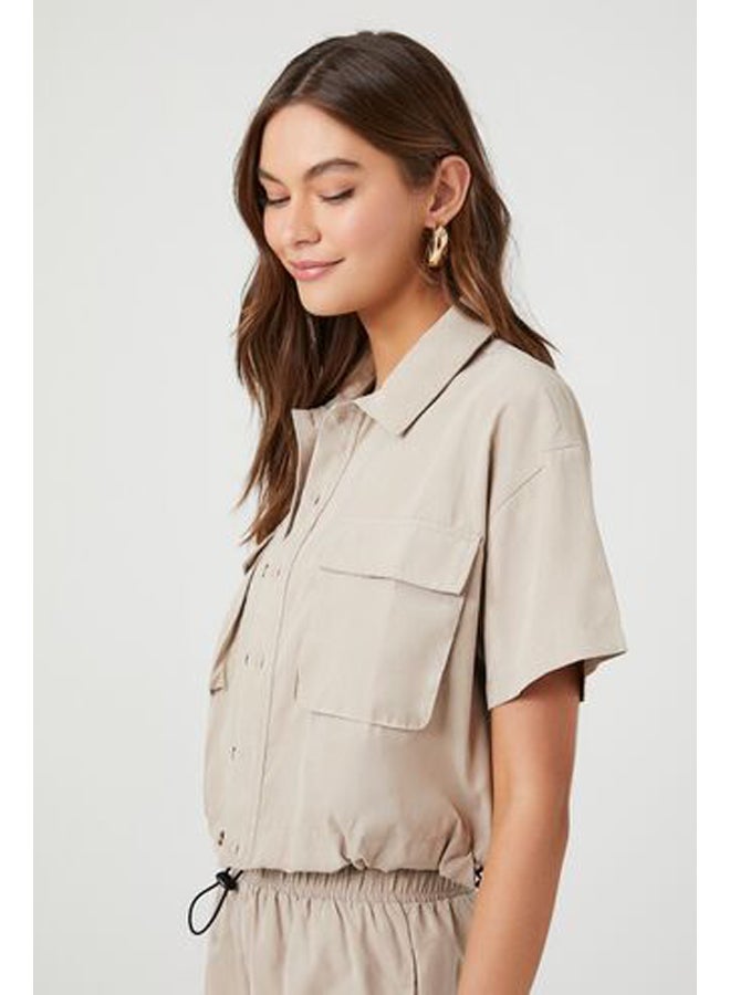 FOREVER 21 Toggle Drawstring Short-Sleeve Shirt - Image 1