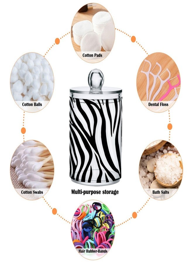 FLildon Zebra Print Black & White Qtip Holder Dispenser, Bathroom Organizer and Storage Containers, 2 Pack Clear Plastic Apothecary Jars with Lids for Cotton Ball, Cotton Swab, Floss - Image 4