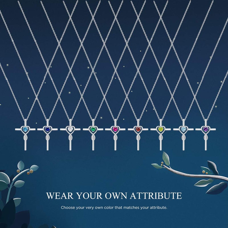 FANCIME Ruby Cross Necklace For Women Sterling Silver Birthstone Necklace Ruby Infinity Heart Cross Pendant July Birthstone Jewelry Gifts Valentines Day Gifts for Women - Image 5