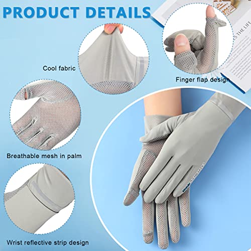 PALAY Women's Silk UV Protection Gloves - UPF 50+ Sun Gloves for Driving, Cycling & Fishing, Non-Slip Touchscreen Grips, Breathable & Lightweight (Grey) - Image 3