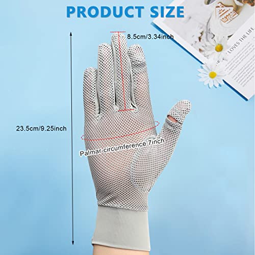 PALAY Women's Silk UV Protection Gloves - UPF 50+ Sun Gloves for Driving, Cycling & Fishing, Non-Slip Touchscreen Grips, Breathable & Lightweight (Grey) - Image 2