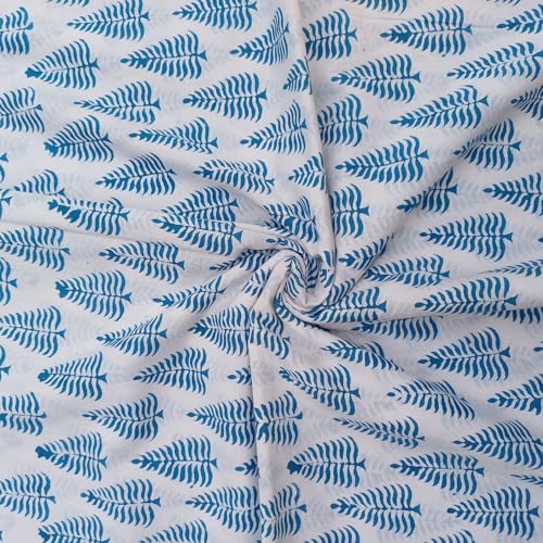 ETailor Indian Handmade Ethnic 100 Cotton Running Hand Block Print Natural Fabric for Dressmaking Sewing Crafting Upholestry Fabric by The Yards Indigo1 1 Yards - Image 1