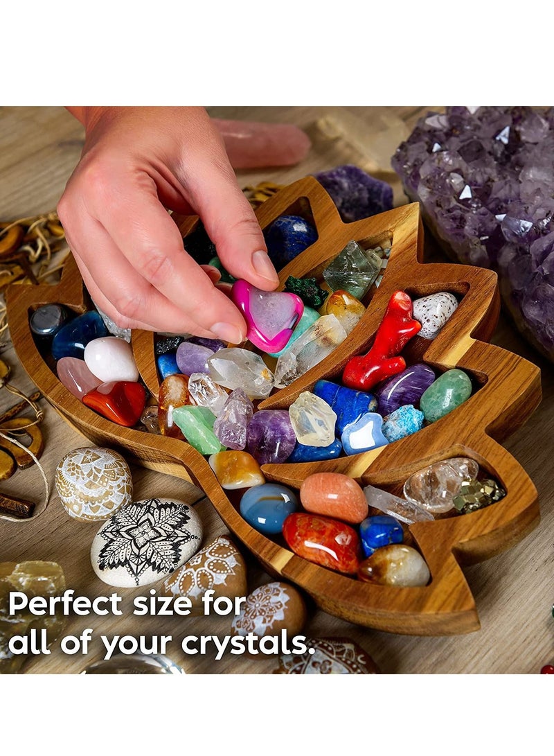 Excefore Lotus Crystal Tray for Stones Crystals and Healing Stones Flower Wooden Crystal Storage Holder Tray Lotus Shape Decorative Display Trays Crystal Organizer Bowl for Jewelry Stones Decor - Image 4
