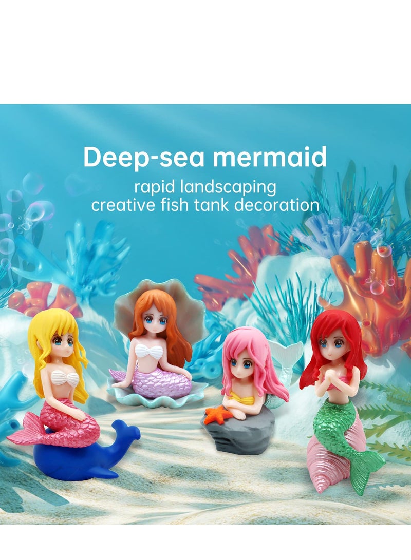 Aquarium Fish Tank Mermaid Ornament, 8 PCS Mermaid Floating Aquarium Decorations Fish Tank Decor Turtle Betta Fish Bowls Kit Decor Fish Toys - Image 2
