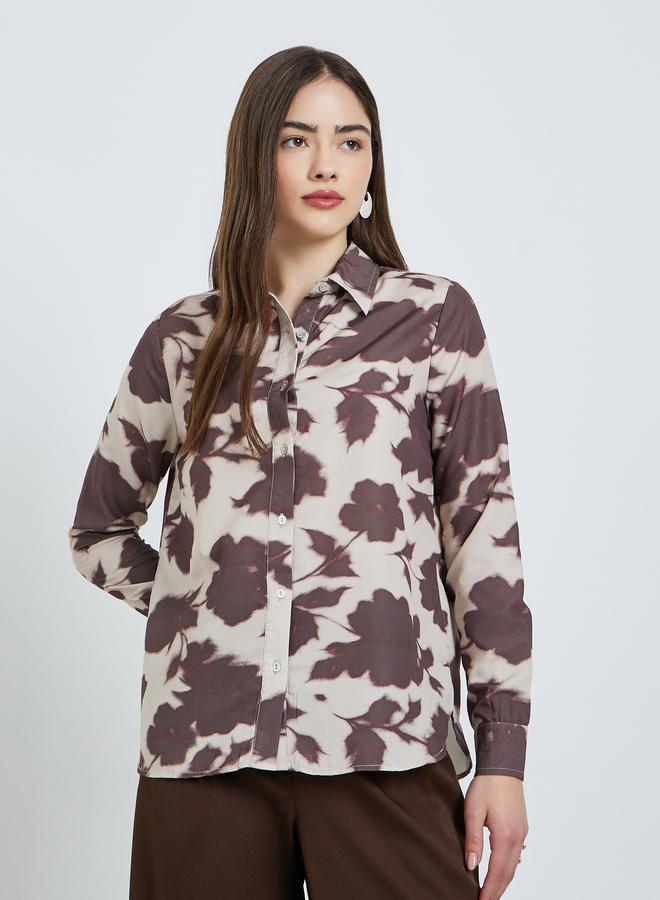 Styli Brown Floral Printed Long Sleeve Shirt - Image 1