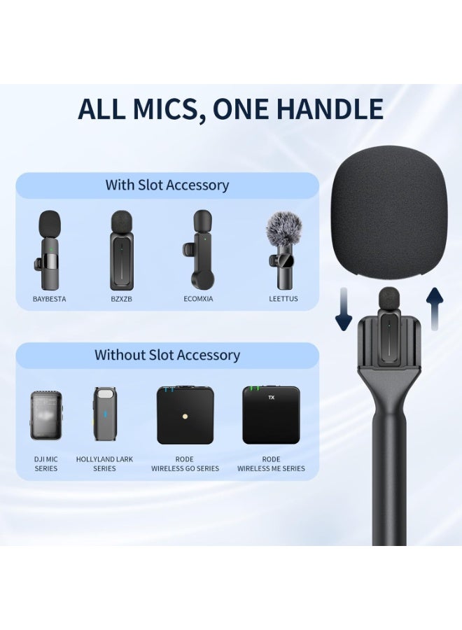 ELTRAZONE Wireless Interview Microphone Handle Adapter Handheld Mount for Clip-On Lavalier Mics Professional Vlogging and Podcast Accessory for Interviews Live Recording and Video Content - Image 3