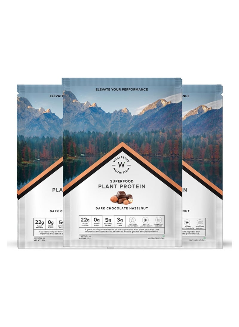 WELLBEING NUTRITION Superfood Plant Protein Dark Chocolate Hazelnut, Pack Of 3  - Image 1