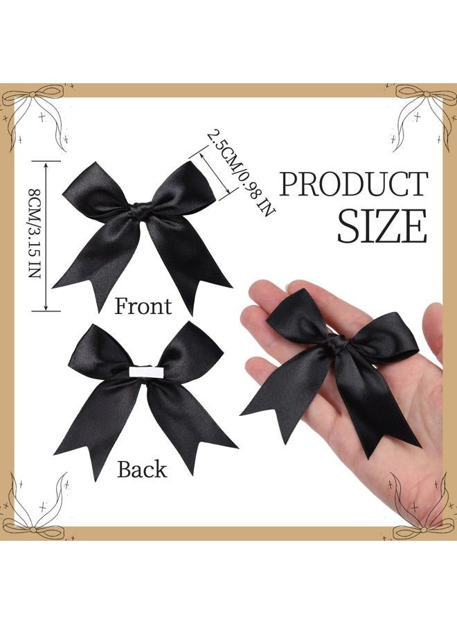 YGDZ Black Bows, Self Adhesive Ribbon Satin Bow for Crafts, Party, Small Black Bows Decor for Balloon, Gift Wrapping, with Double-Sided Tape - Image 4