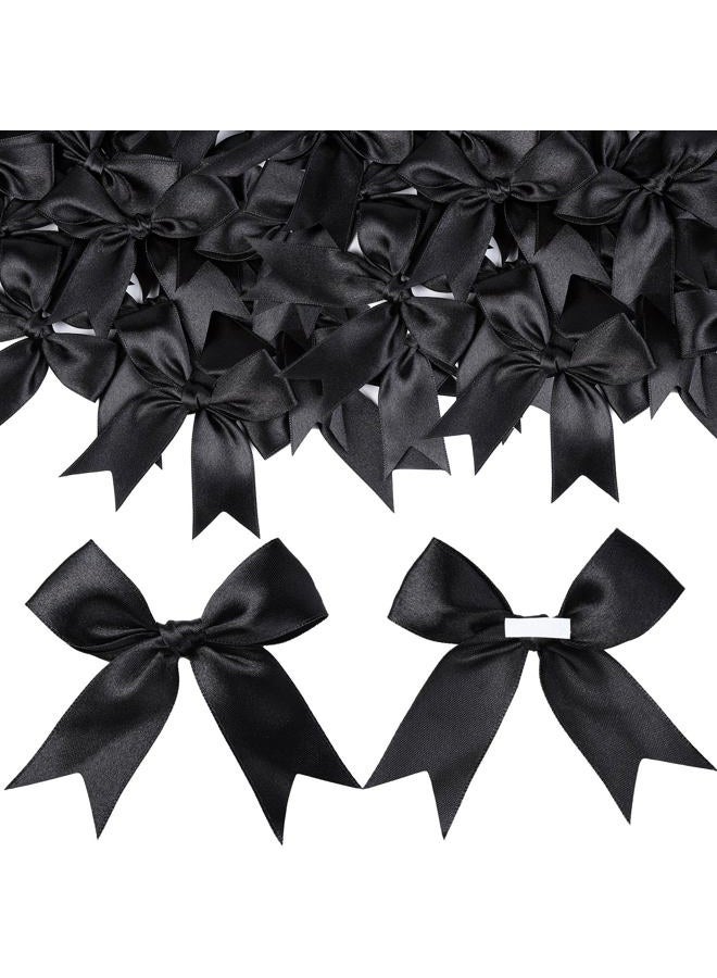 YGDZ Black Bows, Self Adhesive Ribbon Satin Bow for Crafts, Party, Small Black Bows Decor for Balloon, Gift Wrapping, with Double-Sided Tape - Image 1