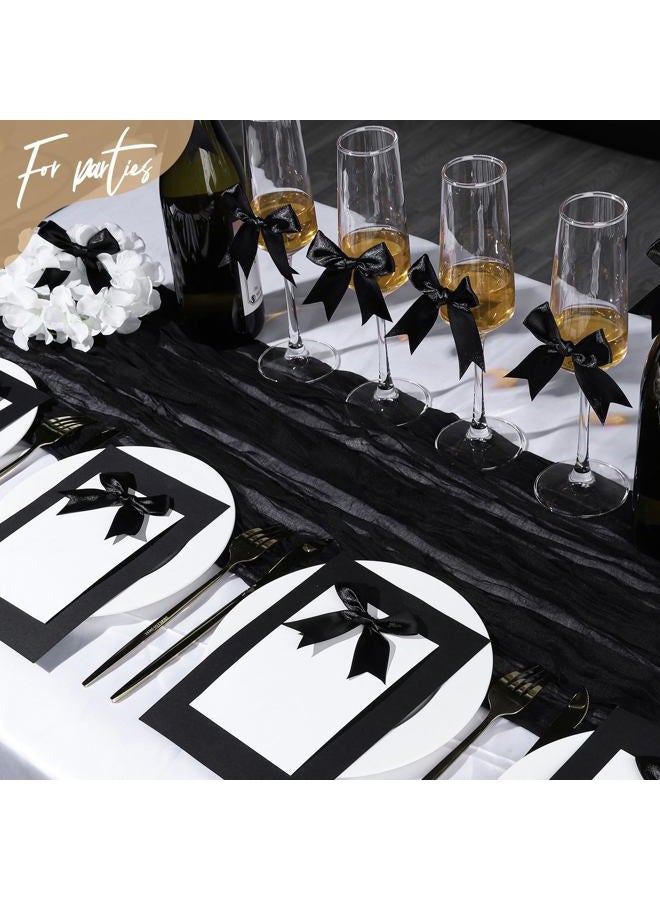 YGDZ Black Bows, Self Adhesive Ribbon Satin Bow for Crafts, Party, Small Black Bows Decor for Balloon, Gift Wrapping, with Double-Sided Tape - Image 3