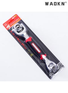 WAOKN Universal Wrench 48 in 1 Socket Multifunction Tool with 360 Degree Rotating Head,Multifunctional Wrench Rotating Head Wrench Spanner for Home and Car Repair Tool With Spline Bolts Black/Red/Silver  - Image 2