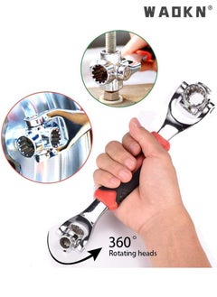 WAOKN Universal Wrench 48 in 1 Socket Multifunction Tool with 360 Degree Rotating Head,Multifunctional Wrench Rotating Head Wrench Spanner for Home and Car Repair Tool With Spline Bolts Black/Red/Silver  - Image 5