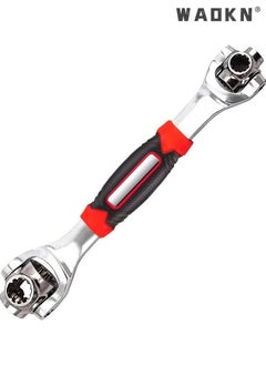 WAOKN Universal Wrench 48 in 1 Socket Multifunction Tool with 360 Degree Rotating Head,Multifunctional Wrench Rotating Head Wrench Spanner for Home and Car Repair Tool With Spline Bolts Black/Red/Silver  - Image 1